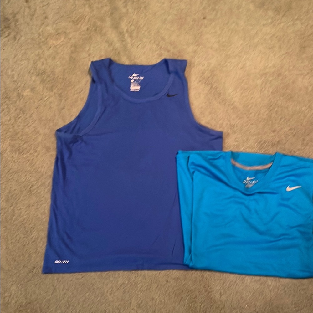 Nike Royal Blue Tank and Aqua T-Shirt Duo